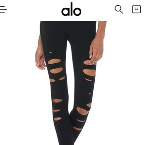Black alo legging with rip detail